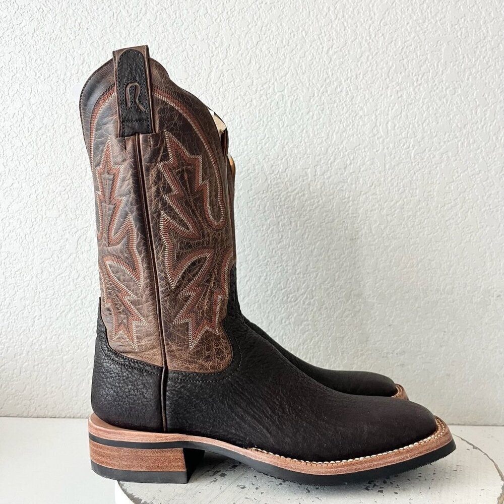 NEW Rod Patrick Mens Cowboy Boots 7.5 B Brown Shark Leather Western Square Toe - Picture 2 of 12